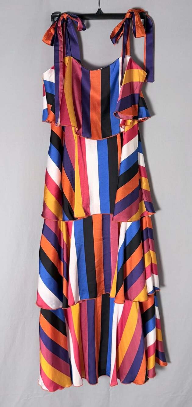 Why Dress Multi-Colored Striped Tiered Maxi Dress